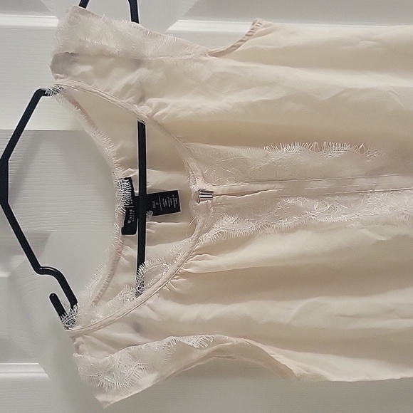 Whbm Lace Trim Popover Silk Shell Top S - Picture 5 of 10